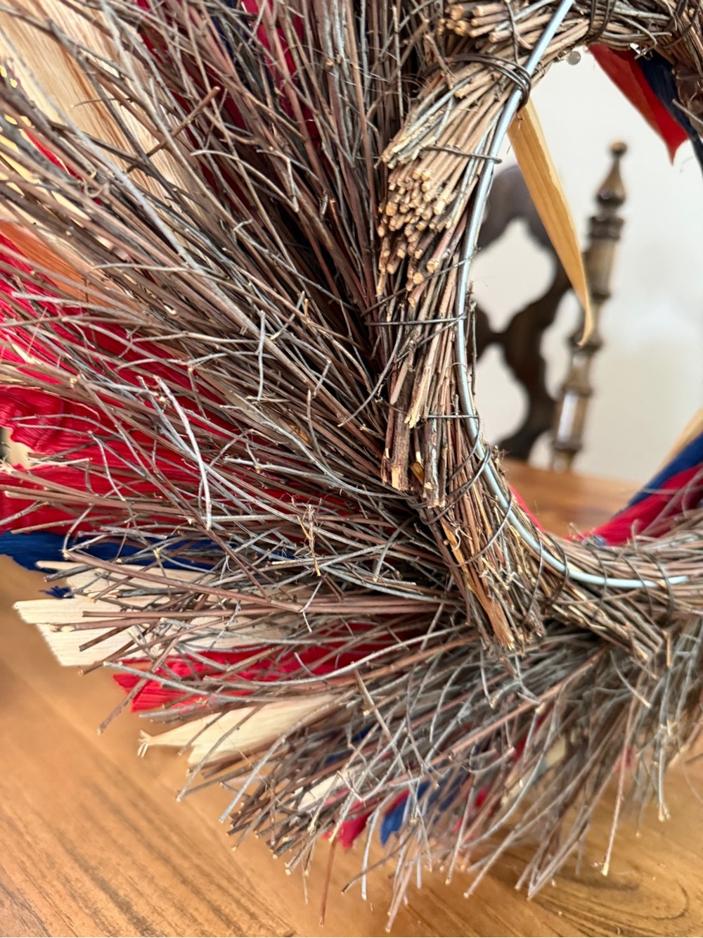 Patriotic Red, White & Blue Raffia Holiday Wreath - Picture 10 of 10